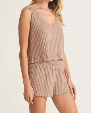 Z Supply - Regata Sloane com decote em V e canelado sedoso