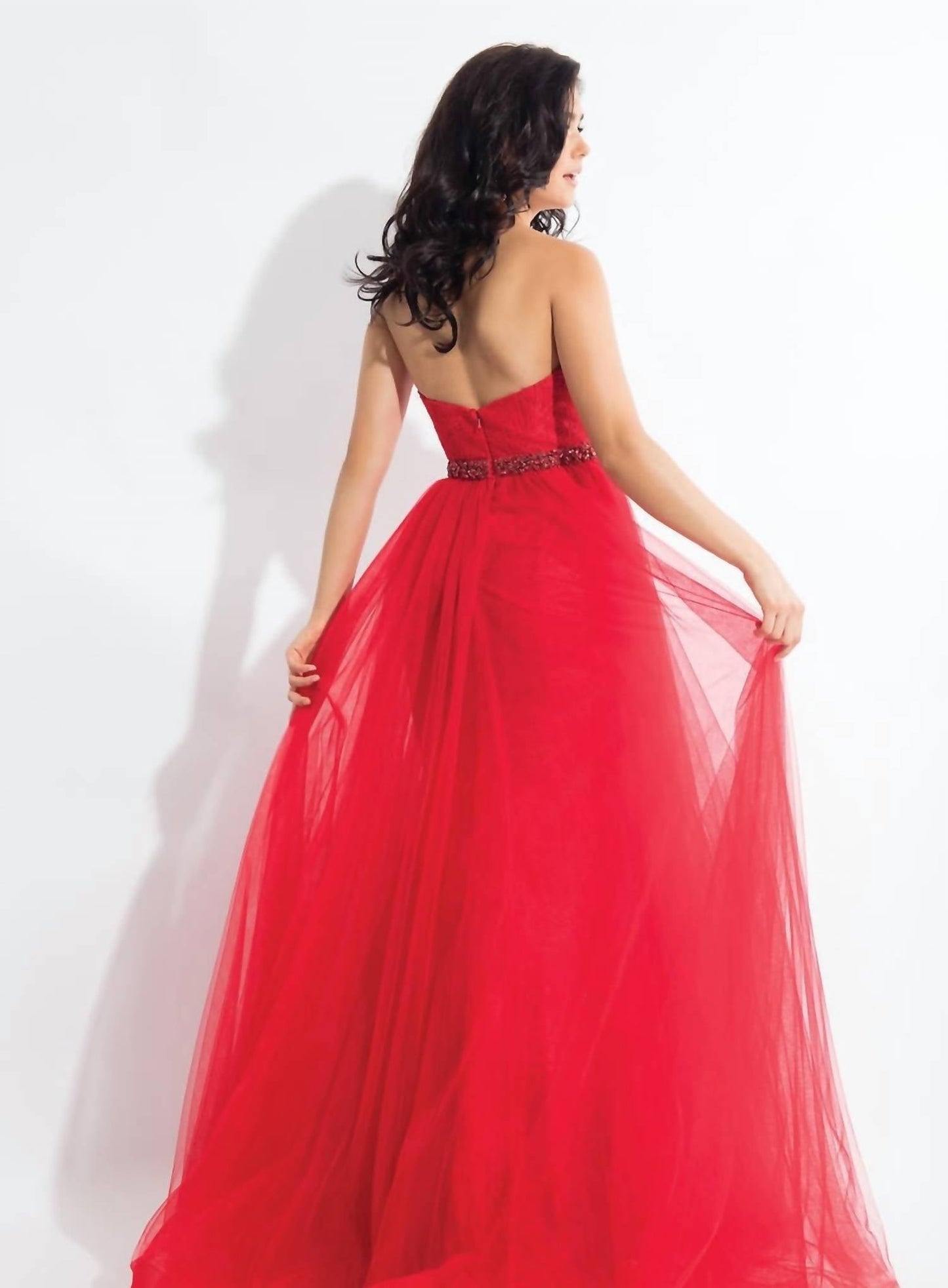 Rachel Allan - Strapless Lace Tulle Prom Dress