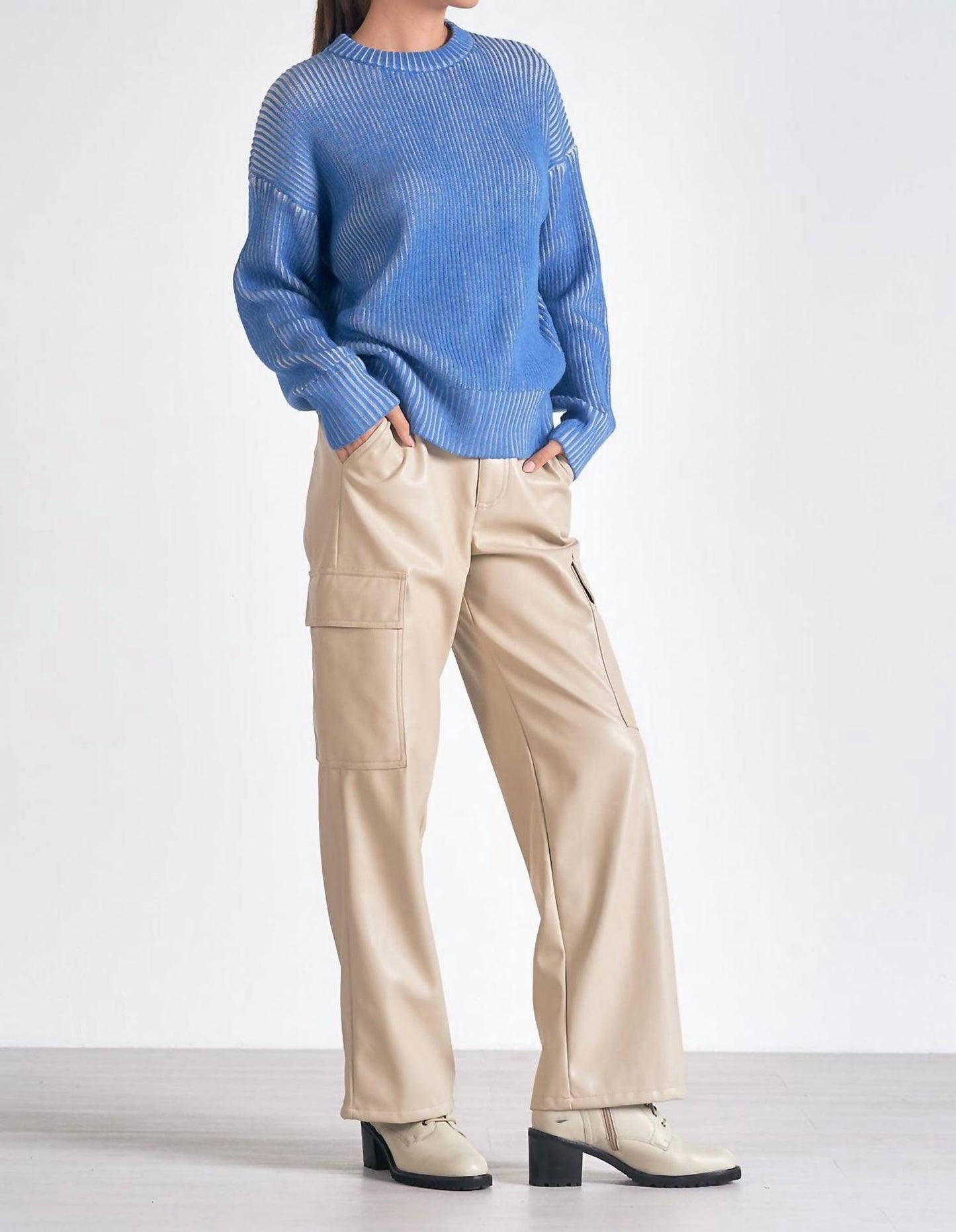 Elan - Kendra Ribbed Crewneck Sweater