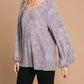 Cotton Bleu - Hacci Brushed V Neck Long Sleeve Top
