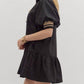 Entro - Puff Sleeve Ruffled Hem Mini Dress