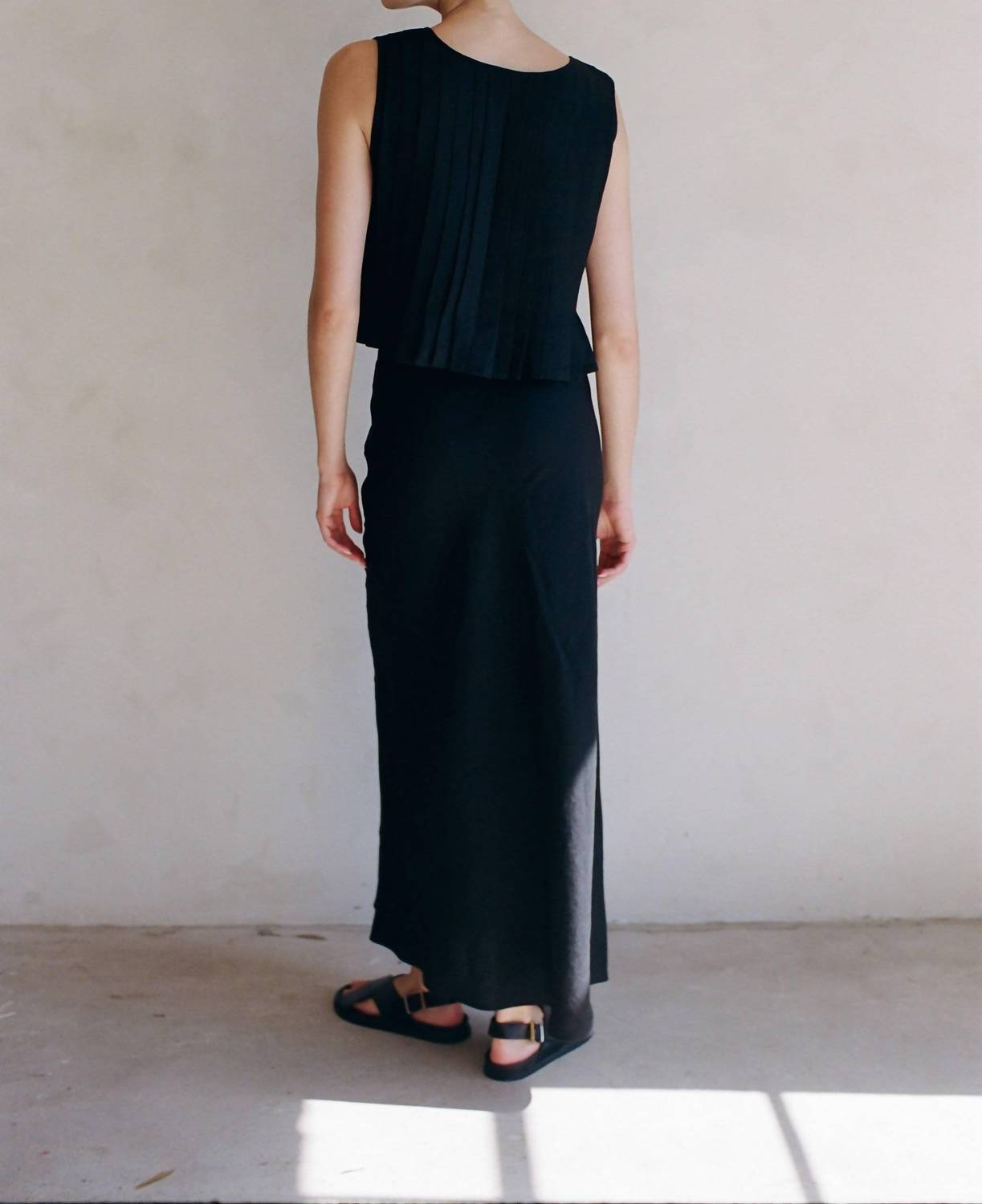 A.Ren - Woven Elastic Waist Long Linen Skirt