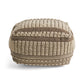 Rustic Wool and Cotton Large Pouf Handcrafted Tufted Design - Brown / Beige