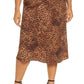 Plus Size Women's Bobeau Lyndon Satin Bias Skirt, Size 1X - Brown