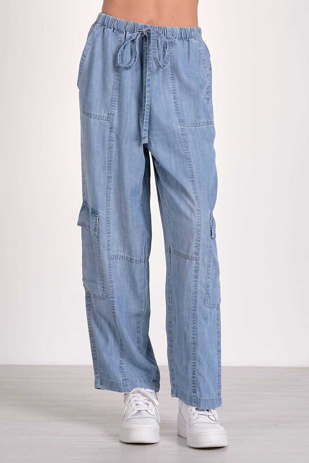 Elan - Denim Cargo Drawstring Pant