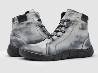 Kcr Group - Botas femininas originais de couro com forro de lã e zíper