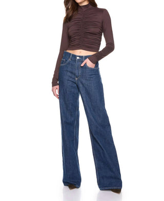 Susana Monaco - Mock Neck Gathered Long Sleeve Top