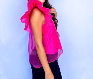 Buddylove - Blusa Kaycee de organza com mangas e babados