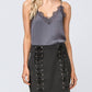 Entro - High Waist Grommet Mini Skirt