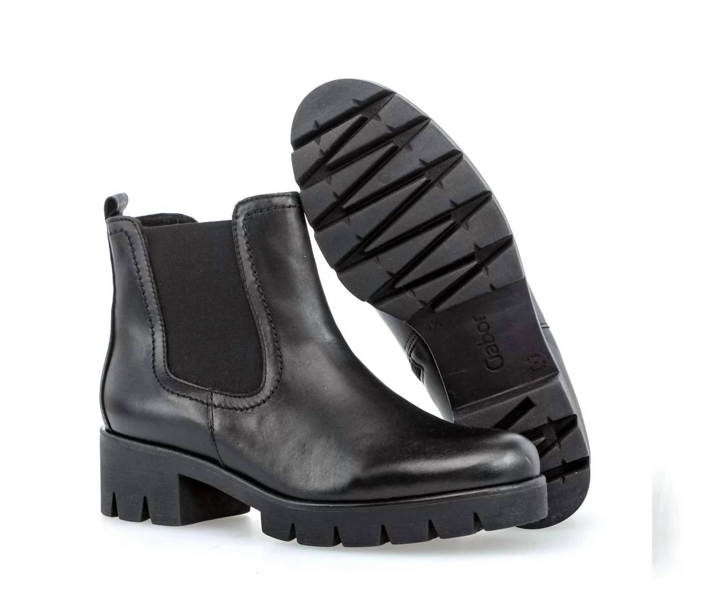 Gabor - Women's Block Heel Leather Zip Bootie