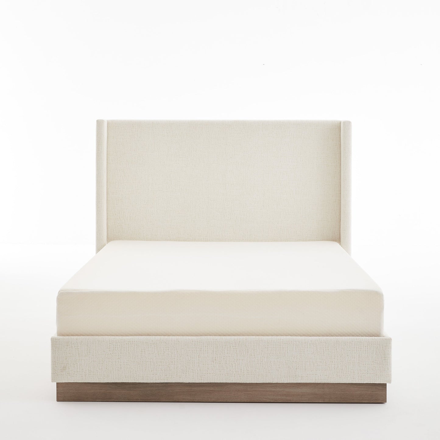 Hosford Upholstered Wingback Bed with Wood Base Platform