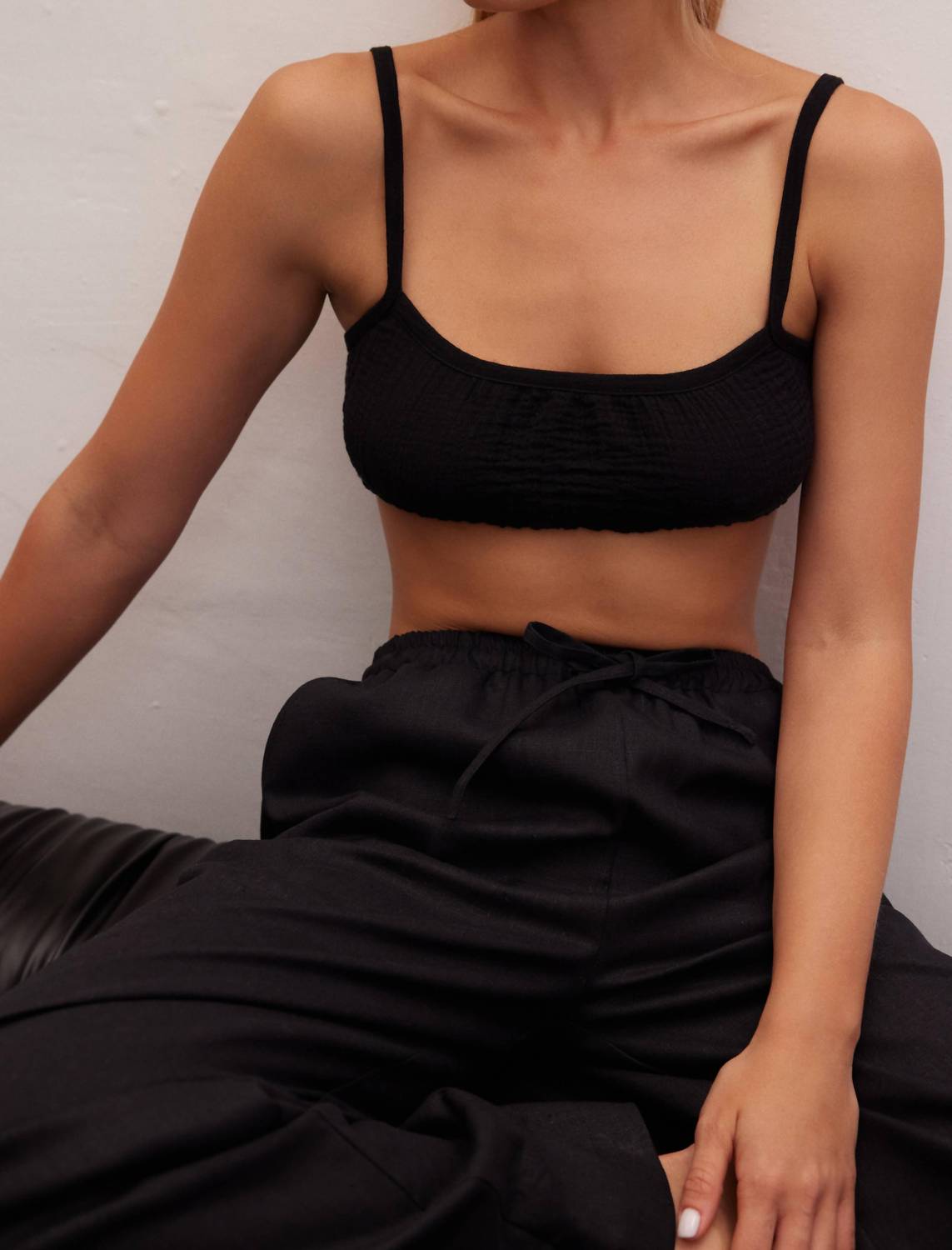 Le Cle - Ivory Wide Leg Linen Pants