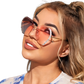 Diamond Studded Rimless Polygonal Gradient Sunglasses
