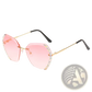 Diamond Studded Rimless Polygonal Gradient Sunglasses