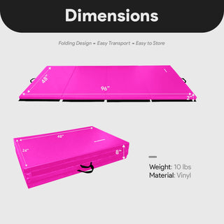 Tapete de ginástica dobrável multifuncional BalanceFrom 4' x 8' x 2", rosa