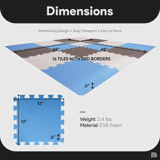 Tapete de exercícios de espuma com encaixe de 16 peças BalanceFrom Fitness
