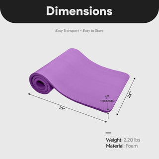 Tapete de ioga BalanceFrom Fitness GoCloud de 2,5 cm de espessura com alça de transporte, roxo