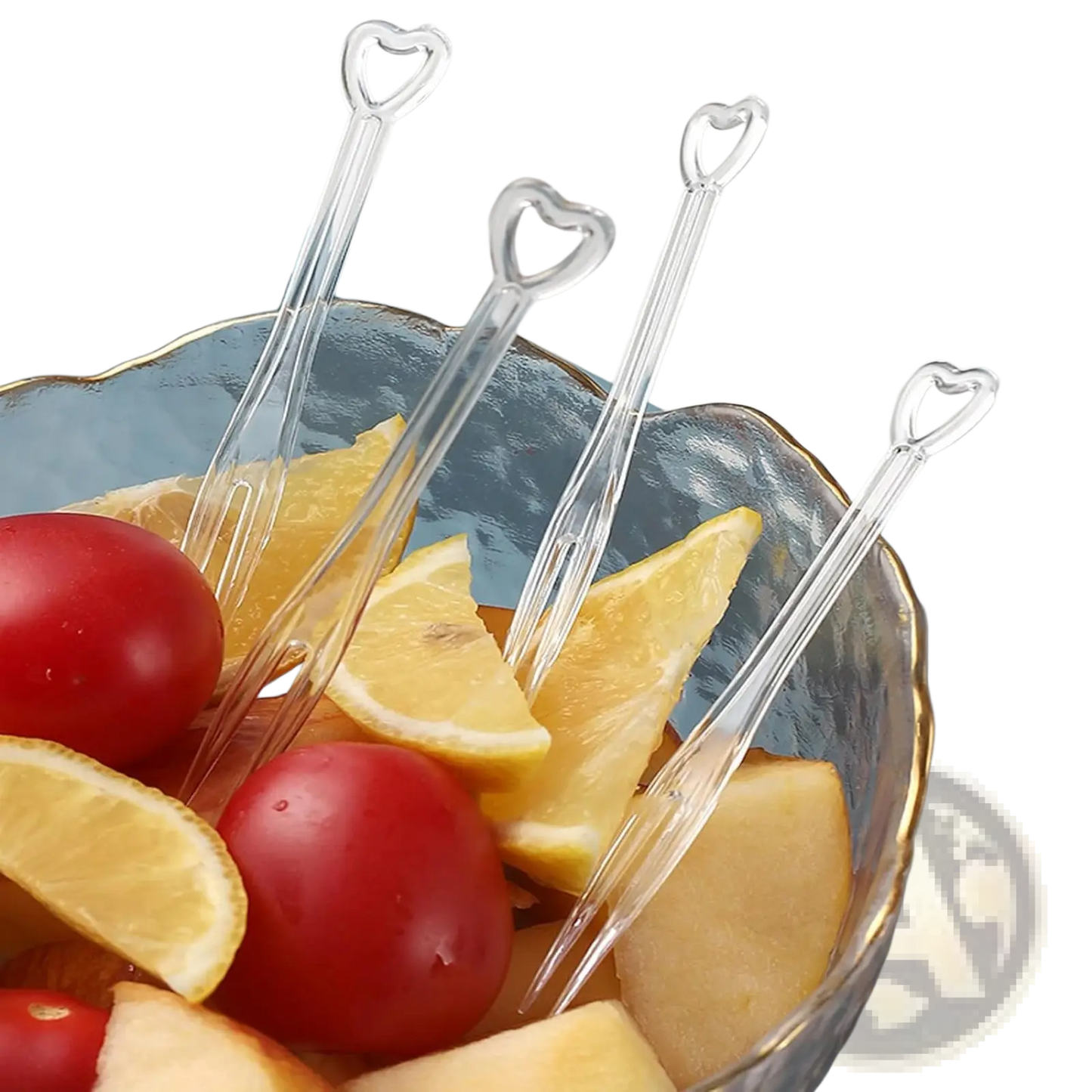Disposable Tasting Forks 200pcs Silver Heart Fruit Picks