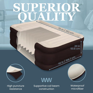 Cama inflável dupla alta para casa, viagens e acampamento 