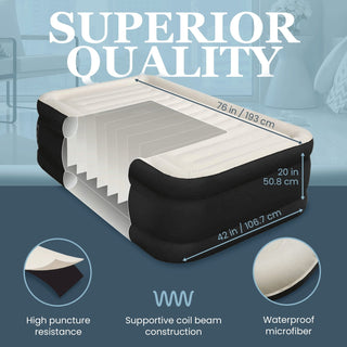 Cama inflável dupla alta para casa, viagens e acampamento 