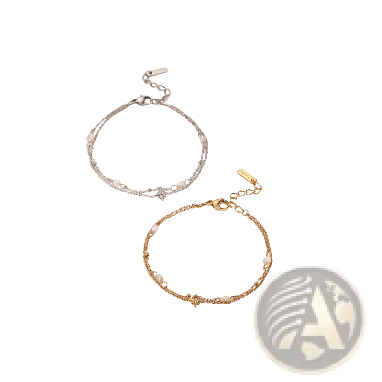 Double Layer 18k Gold Star and Pearl Stainless Steel Necklace