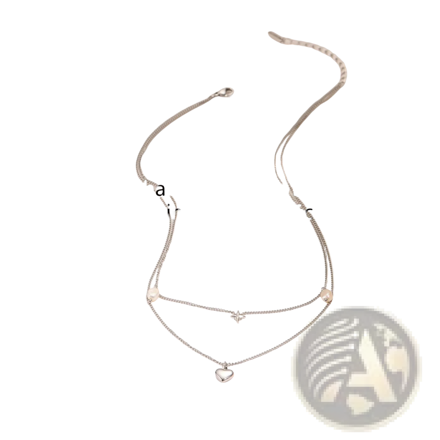 Double Layer 18k Gold Star and Pearl Stainless Steel Necklace
