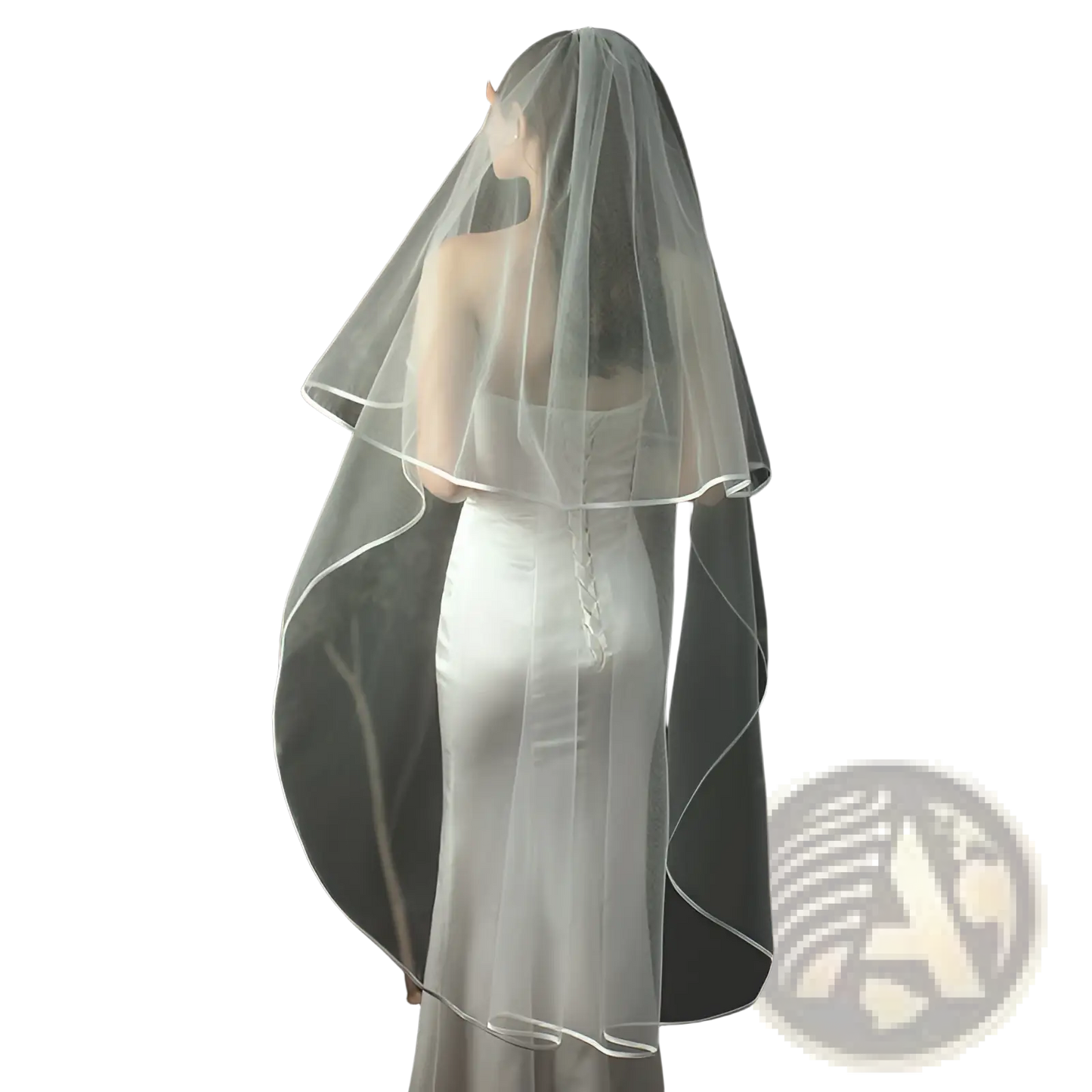 Double Layer White Tulle Short Veil with Hair Comb