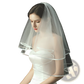 Double Layer White Tulle Short Veil with Hair Comb