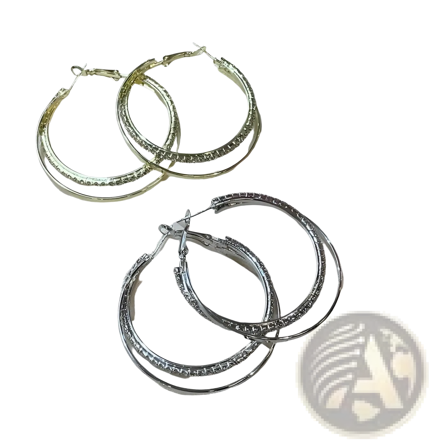 Double Layered Crystal Pave Hoop Earrings