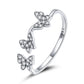 925 Sterling Silver Oxidized Butterfly Ring with Pavé Setting CZ for Women