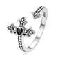 925 Sterling Silver Pavé Setting CZ Oxidized Silver Ring