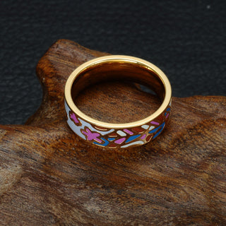 Homvare Women’s Gold Plated Handmade Enamel Ring Size 6