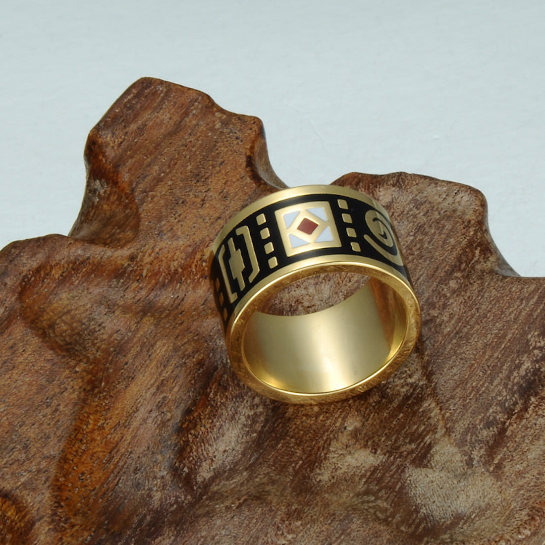 Anel de esmalte feito à mão banhado a ouro feminino Homvare tamanho 6