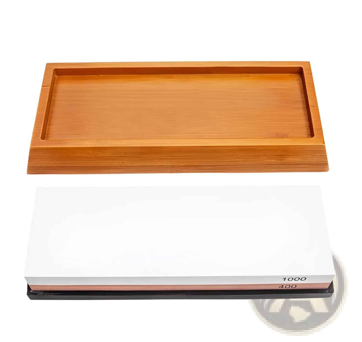 Dual Sided 1000 400 Grit Whetstone with Wooden Base