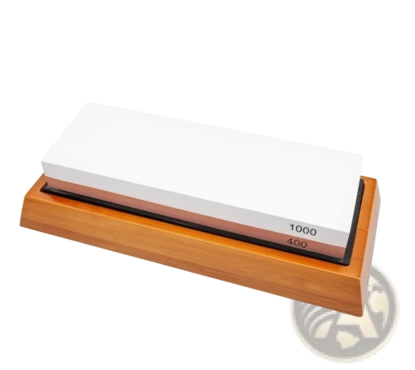 Dual Sided 1000 400 Grit Whetstone with Wooden Base