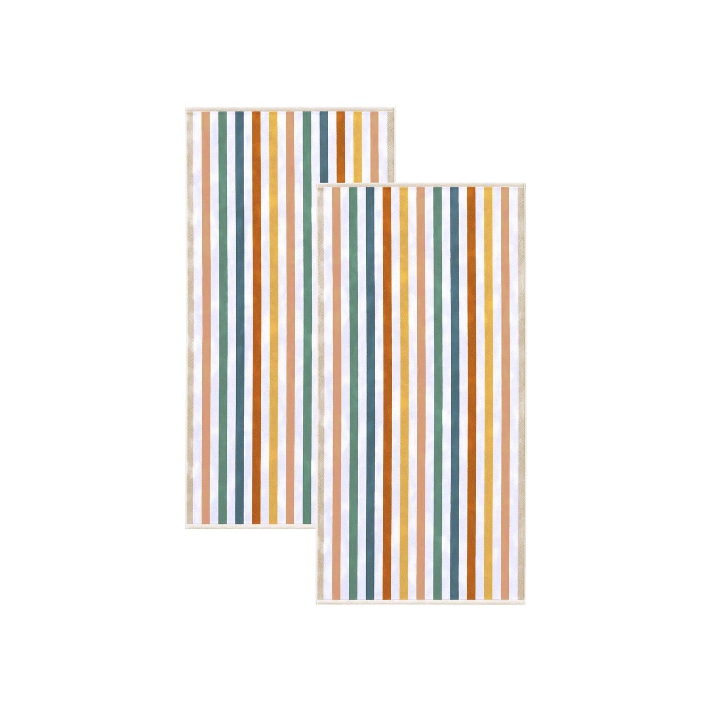 Oversized Striped Border Cabana Beach Towels - Santa Cruz