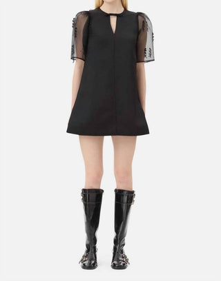 Ganni - Vestido curto de organza com franjas