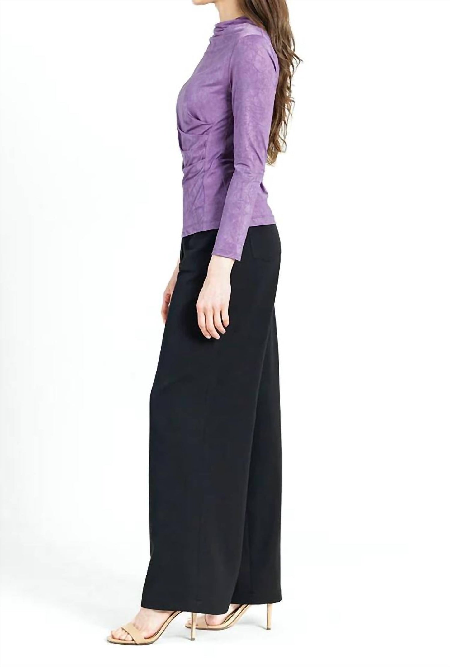 Clara Sunwoo - Drape Neck Crushed Silky Knit Top