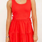 Skies Are Blue - Knit Tank Poplin Skirt Midi Dress