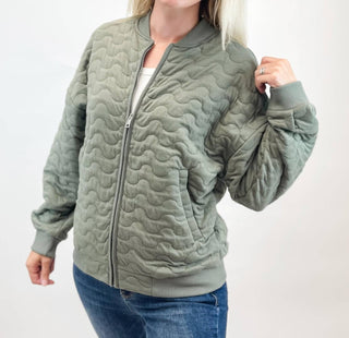 Be Cool - Comfy Wave Quilted Bomber Jacket