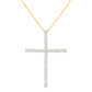 .925 Sterling Silver 3.0 Cttw Round Shape Diamond 1-1/2" Cross Pendant with Box Chain Necklace (I-J Color, I2-I3 Clarity) - 18"
