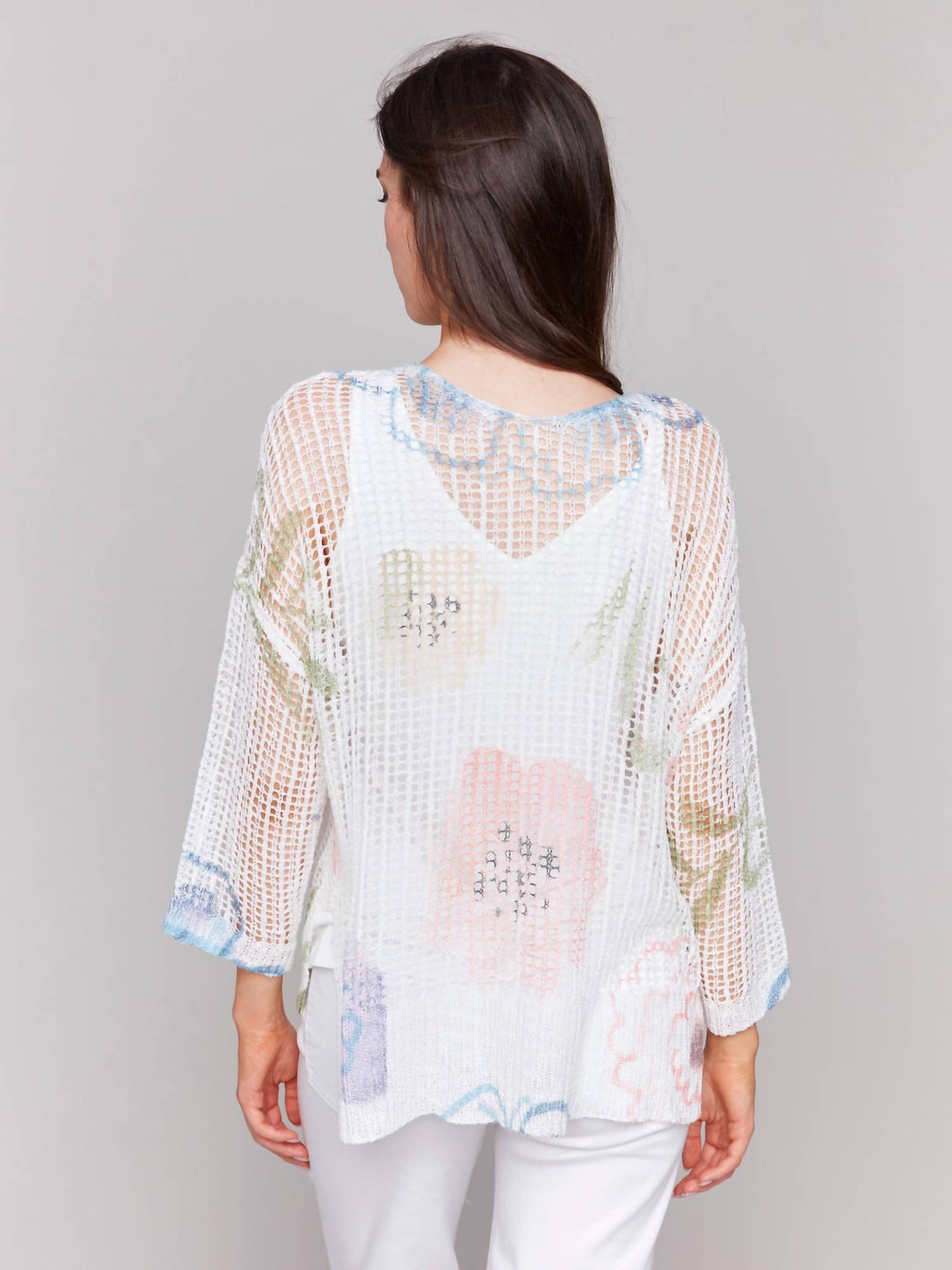 Charlie B - Printed Fishnet Crochet Sweater