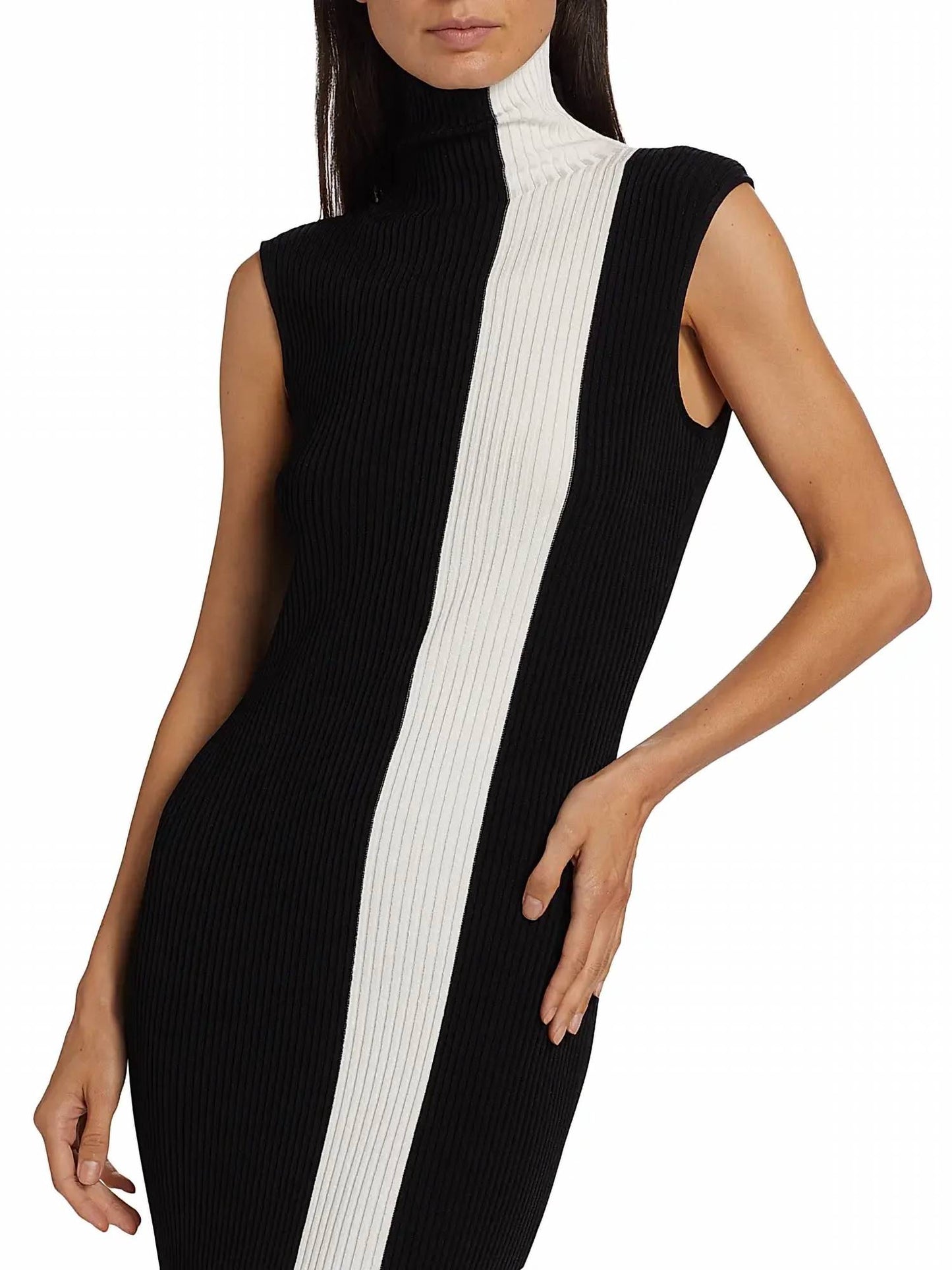 Nonchalant Label - Estella Rib Knit Striped Sleeveless Column Maxi Dress