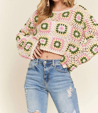 Trendsi - Crop Top Crochê Multicolorido Adora