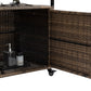 Outdoor Wicker Bar Cart with Glass Top and Wheels