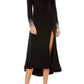 Mac Duggal - Foldover Long Sleeve Jeweled Midi Dress