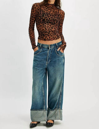 Free People - Charlie Leopard Printed Mesh Top