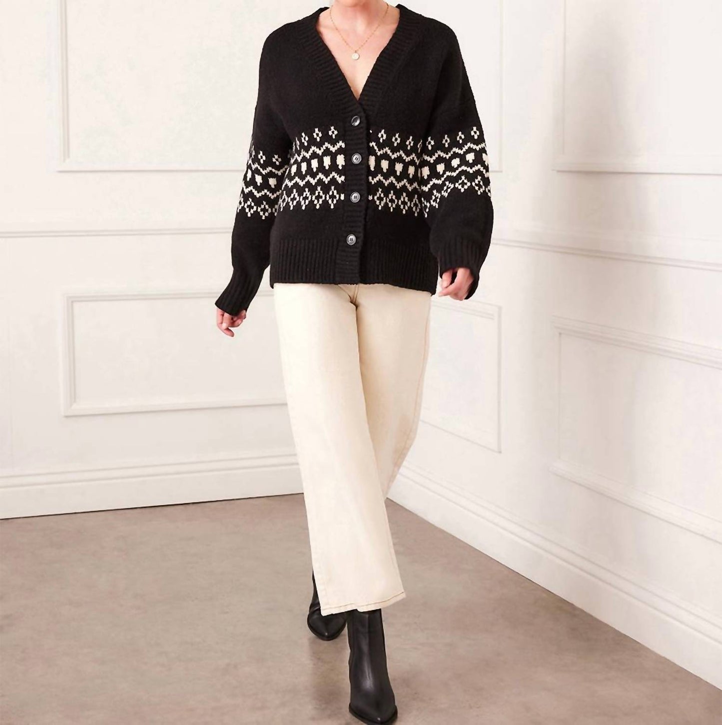 Karen Kane - Jacquard Sweater Cardigan