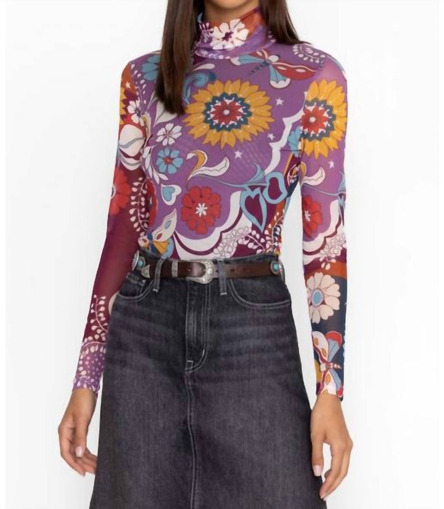 Johnny Was - REBECCA MESH MOCK NECK TEE