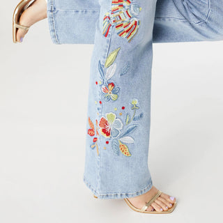 Coco + Carmen - Everstretch Flare with Bright Color Embroidery Jeans